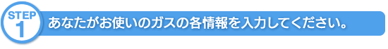 STEP1．あなたがお使いのガスの各情報を入力してください。